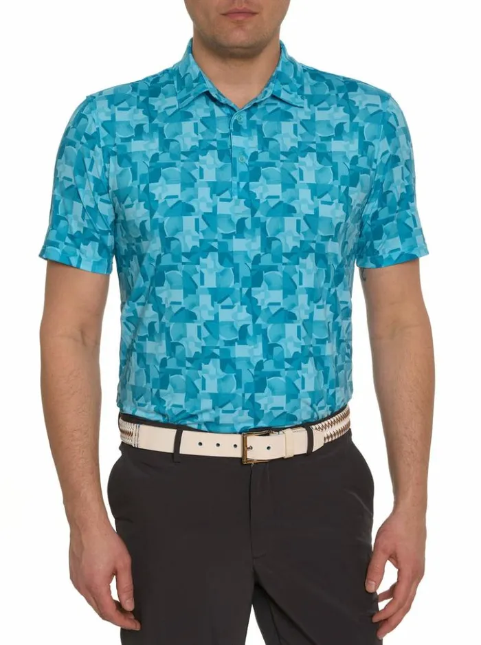 Men Robert Graham Polos and TShirts Davos Performance Polo Teal
