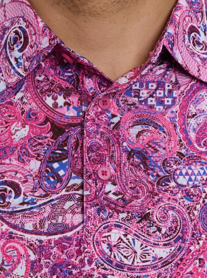 Men Robert Graham Polos and TShirts Golden Paisley Polo Mauve