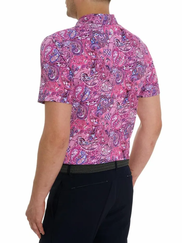 Men Robert Graham Polos and TShirts Golden Paisley Polo Mauve