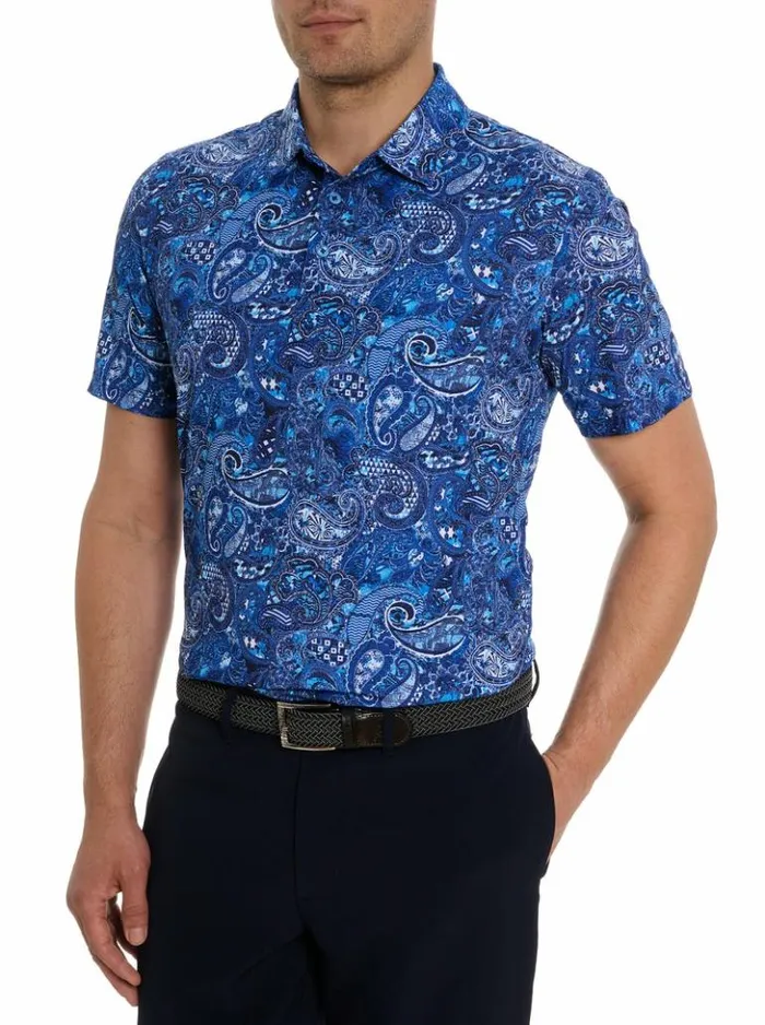 Men Robert Graham Polos and TShirts Golden Paisley Polo Mauve