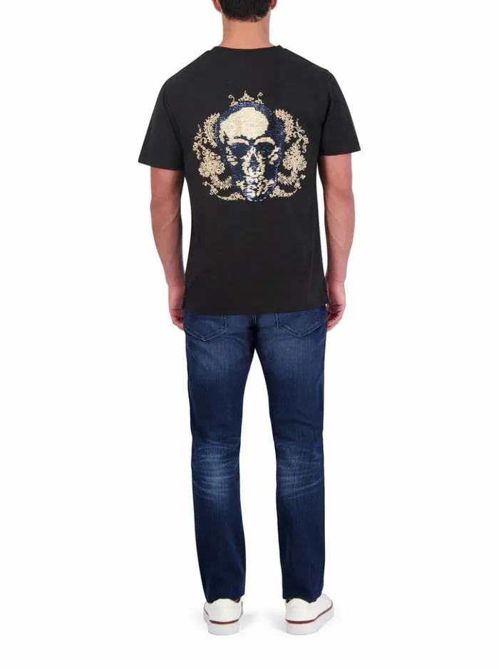 Men Robert Graham Polos and TShirts Limited Edition Neil Sequin Skull TShirt Black