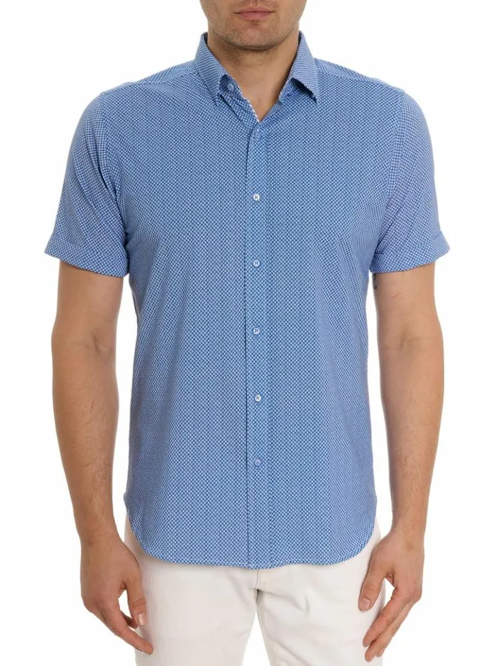 Men Robert Graham Sweaters and Knits Shuler Motion Short Sleeve Knit Shirt Blue Men Robert Graham Sweaters and Knits Shuler Motion Short Sleeve Knit Shirt Blue