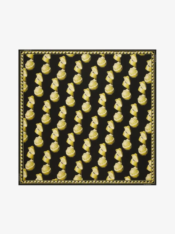 Men Scarves and Ties Givenchy Large Square In Printed Silk Blackyellow