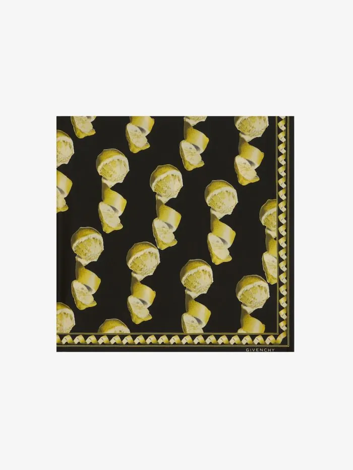 Men Scarves and Ties Givenchy Large Square In Printed Silk Blackyellow