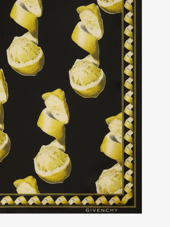 Men Scarves and Ties Givenchy Large Square In Printed Silk Blackyellow
