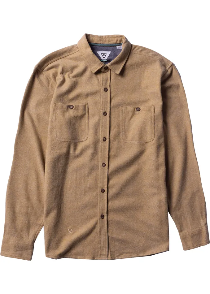 Men Shaver Ls Flannel Gold Coral Shirts and Flannels Vissla
