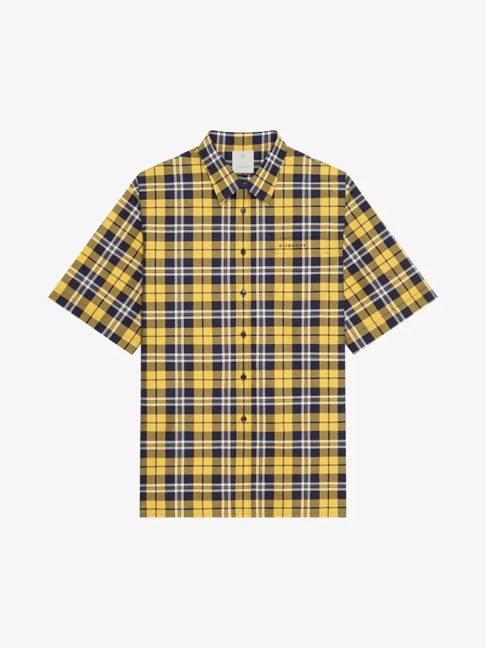 Men Shirts Givenchy Checked Shirt In Cotton Dark Yellow