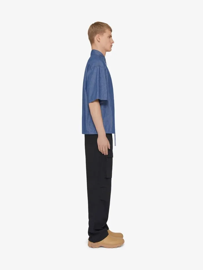 Men Shirts Givenchy Overshirt In Denim Chambray Light Blue