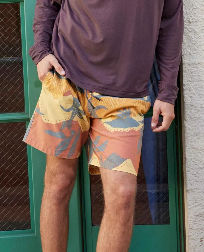 Men Shorts Toad and Co Boundless PullOn Short Umber Scenic Print