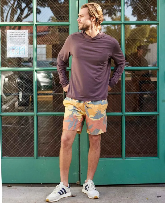 Men Shorts Toad and Co Boundless PullOn Short Umber Scenic Print