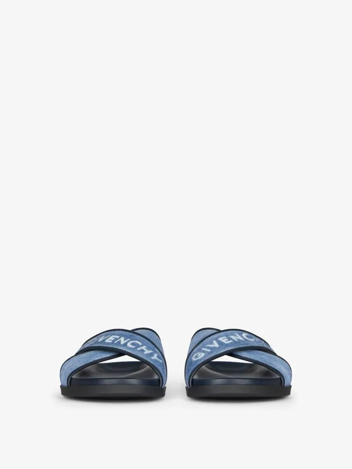 Men Slides and Sandals Givenchy G Plage Flat Sandals In Denim Denim Blue Men Slides and Sandals Givenchy G Plage Flat Sandals In Denim Denim Blue