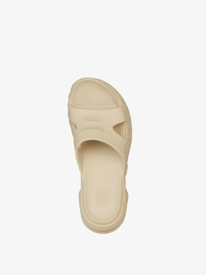 Men Slides and Sandals Givenchy Marshmallow Flat Sandals In Rubber Beige