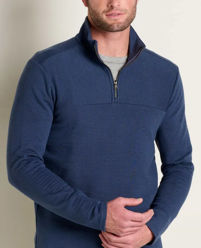 Men Sweaters Jackets and Layers Toad and Co Moonwake 14 Zip Pullover True Navy