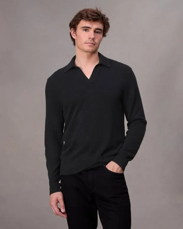 Men SweatersPolos rag and bone Downing Cashmere Polo BlackDesert