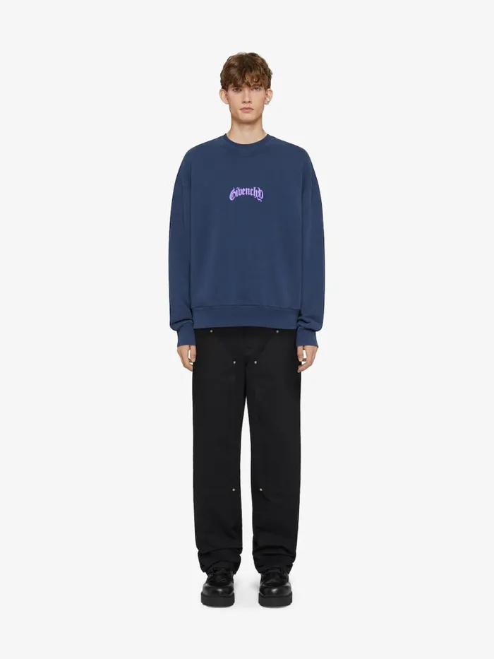 Men Sweatshirts and Hoodies Givenchy Boxy Fit Sweatshirt In Fleece With Reflective Artwork Deep Blue Men Sweatshirts and Hoodies Givenchy Boxy Fit Sweatshirt In Fleece With Reflective Artwork Deep Blue