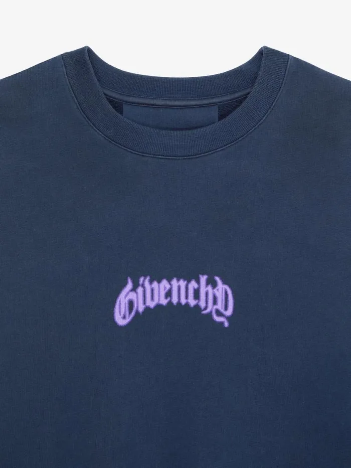 Men Sweatshirts and Hoodies Givenchy Boxy Fit Sweatshirt In Fleece With Reflective Artwork Deep Blue