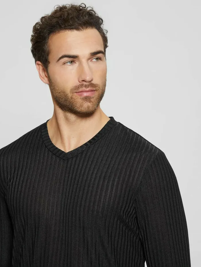 Men TShirts and Tanks GUESS Warehouse VNeck Knit Tee Black Men TShirts and Tanks GUESS Warehouse VNeck Knit Tee Black