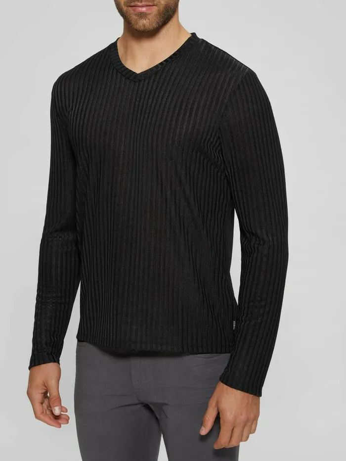 Men TShirts and Tanks GUESS Warehouse VNeck Knit Tee Black Men TShirts and Tanks GUESS Warehouse VNeck Knit Tee Black