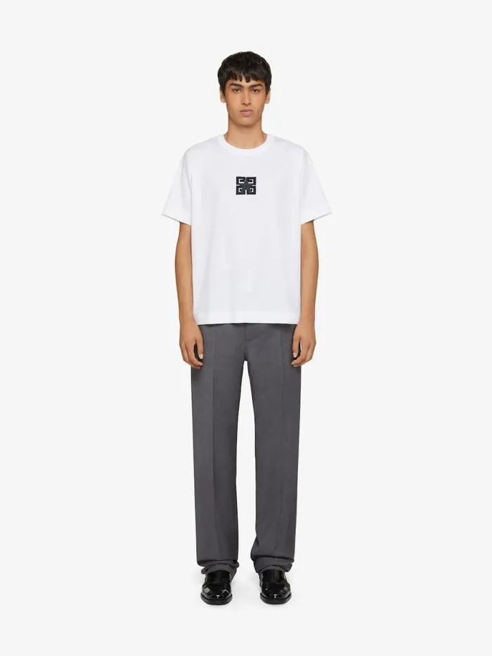 Men TShirts Givenchy 4G Stars Boxy Fit Tshirt In Cotton White