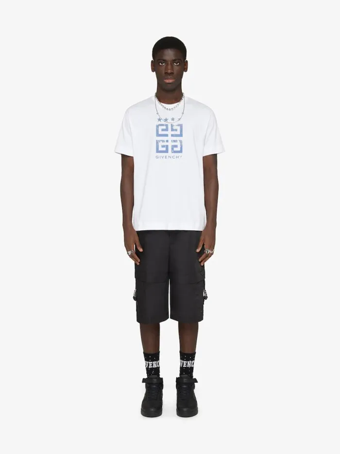 Men TShirts Givenchy 4G Stars Slim Fit Tshirt In Cotton White
