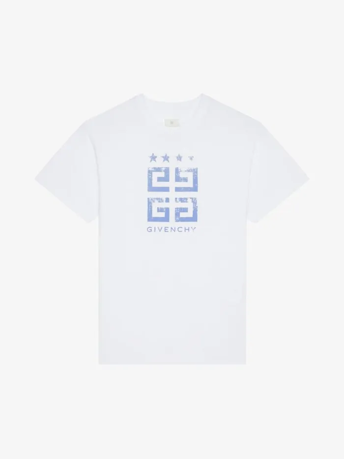 Men TShirts Givenchy 4G Stars Slim Fit Tshirt In Cotton White