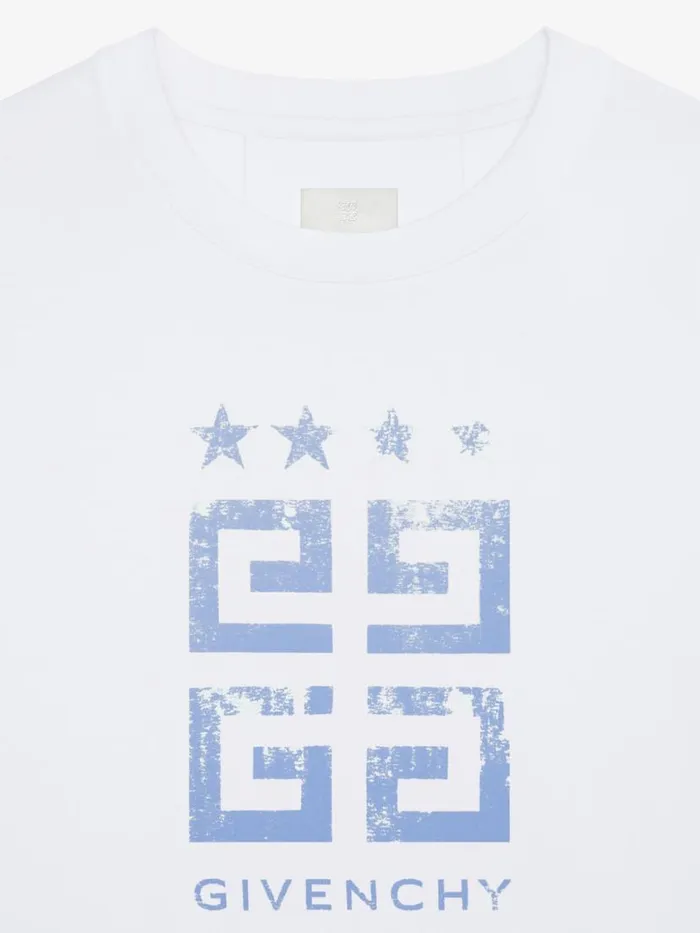Men TShirts Givenchy 4G Stars Slim Fit Tshirt In Cotton White
