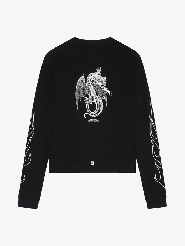 Men TShirts Givenchy Boxy Fit Tshirt In Cotton With GIVENCHY Dragon Print Black