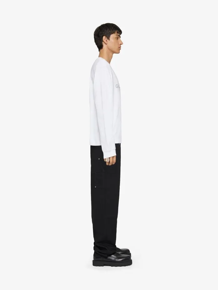Men TShirts Givenchy Boxy Fit Tshirt In Cotton With Reflective Artwork White
