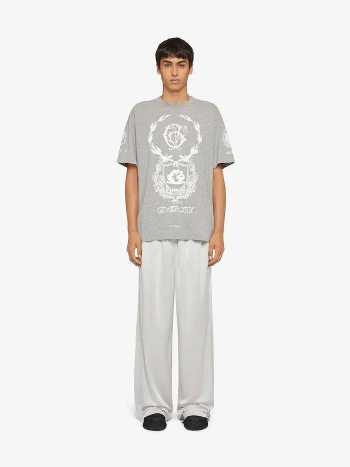 Men TShirts Givenchy GIVENCHY Crest Tshirt In Cotton Light Grey Melange