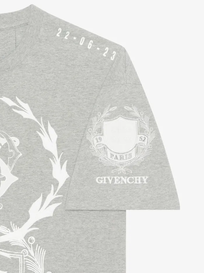 Men TShirts Givenchy GIVENCHY Crest Tshirt In Cotton Light Grey Melange