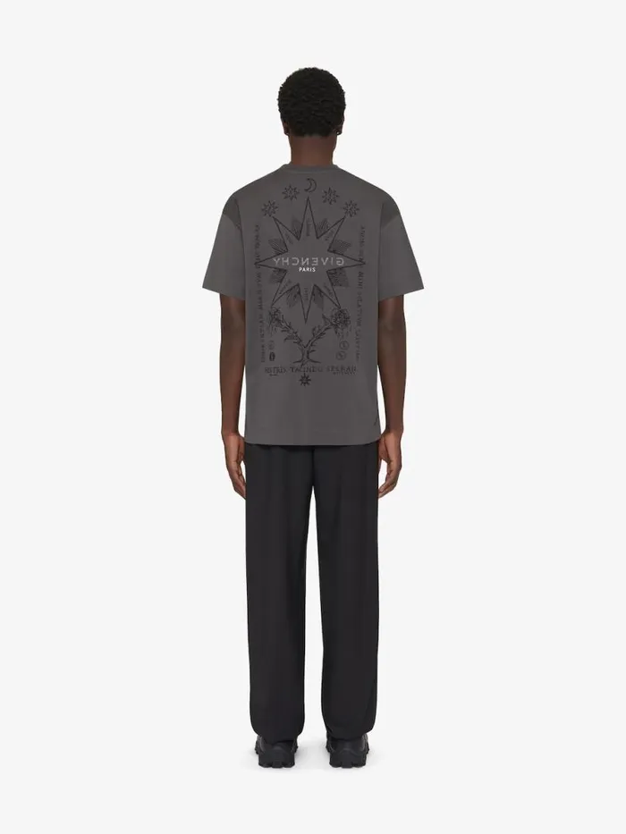 Men TShirts Givenchy GIVENCHY Reverse Tshirt In Cotton With Tarot Print Rosewood