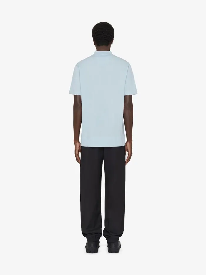 Men TShirts Givenchy Polo In Cotton With 4G Detail Sky Blue