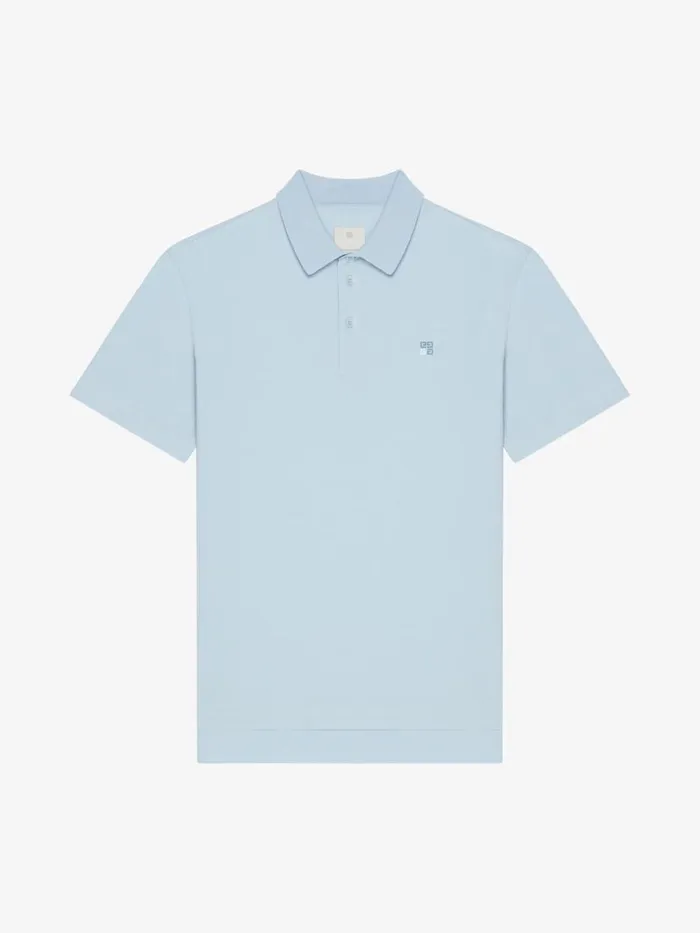 Men TShirts Givenchy Polo In Cotton With 4G Detail Sky Blue