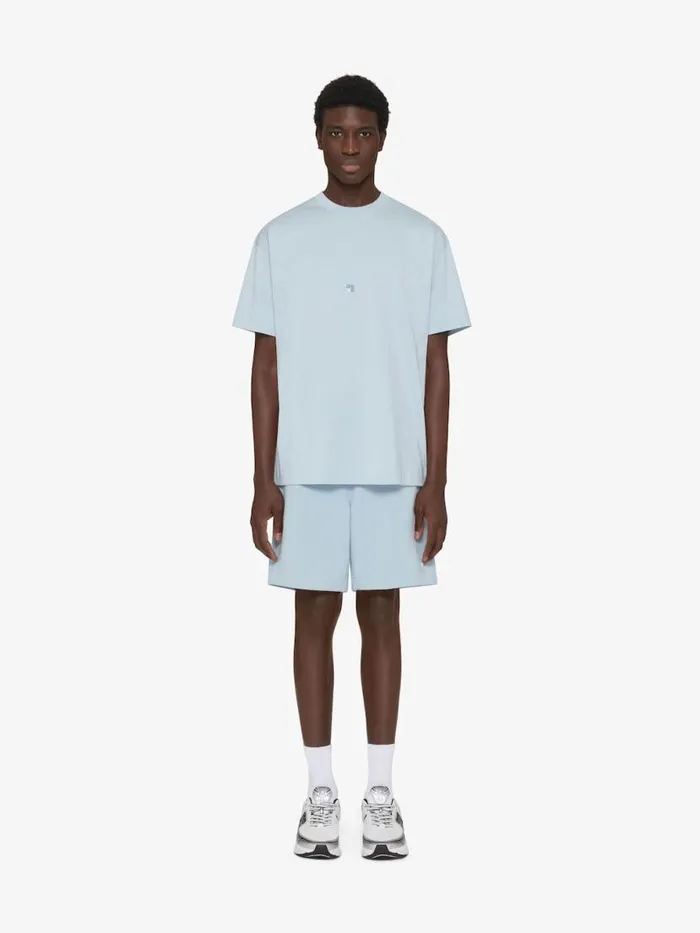 Men TShirts Givenchy Tshirt In Cotton With 4G Detail Sky Blue