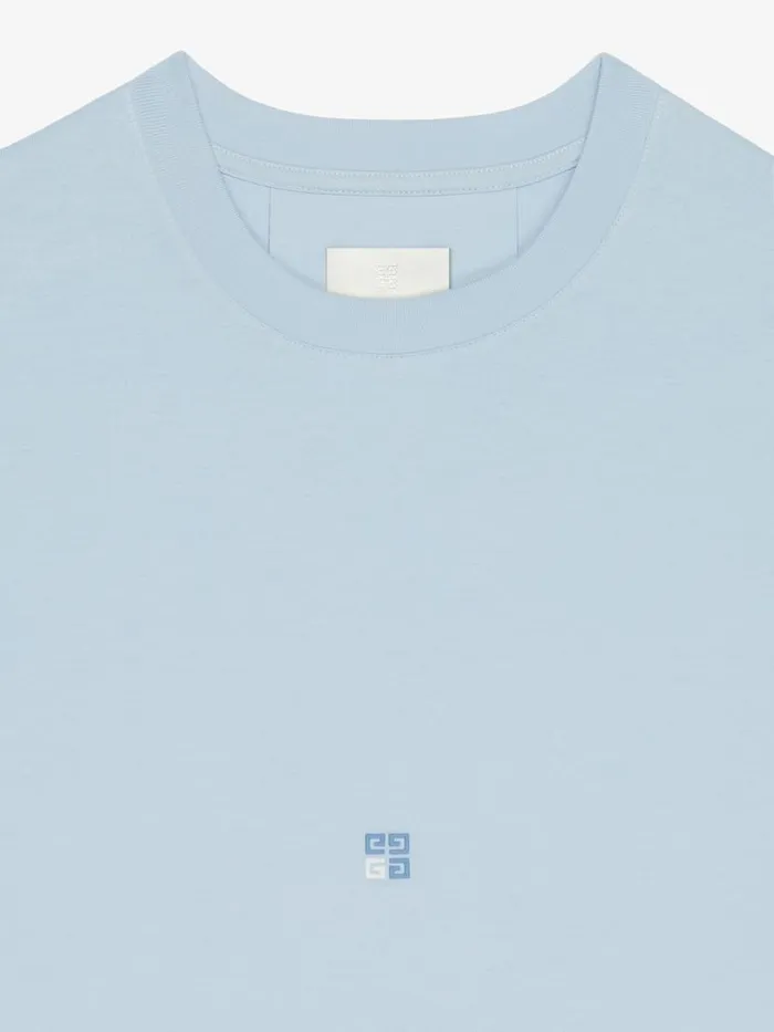 Men TShirts Givenchy Tshirt In Cotton With 4G Detail Sky Blue
