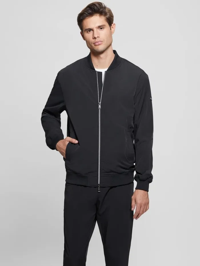 Men TechStretch Flight Jacket Black Jackets and Coats GUESS