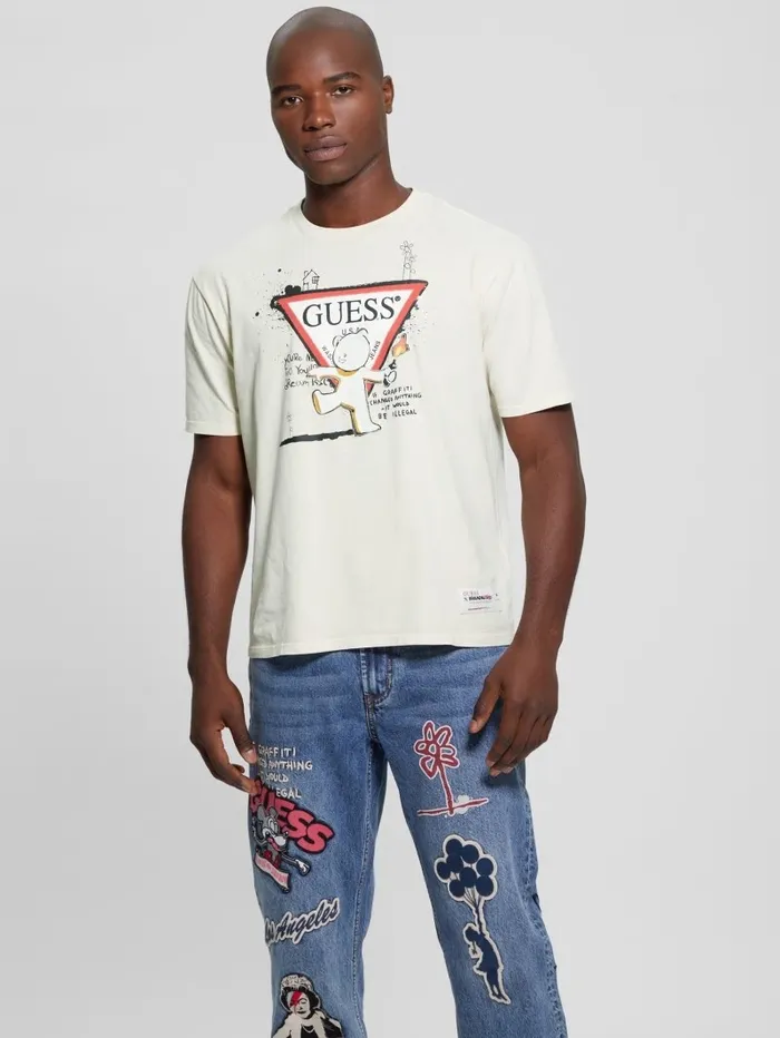 Men Teddy Signature Tee Quicksand Multi TShirts and Tanks GUESS Men Teddy Signature Tee Quicksand Multi TShirts and Tanks GUESS