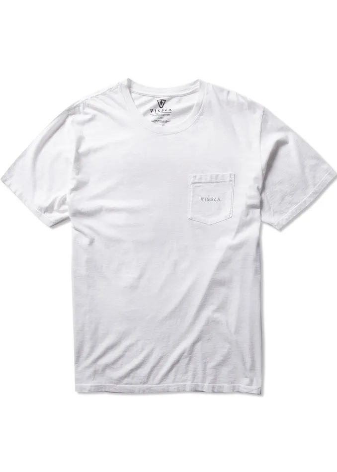 Men Vintage Vissla Premium Pkt Tee White Premium Tees Vissla