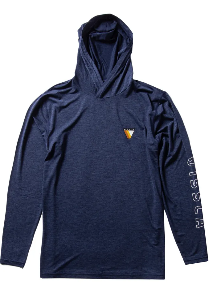 Men Wetsuit Tops and Lycra Vissla Twisted Eco Hooded Long Sleeve Lycra Rash Guard Dark Navy Heather Men Wetsuit Tops and Lycra Vissla Twisted Eco Hooded Long Sleeve Lycra Rash Guard Dark Navy Heather