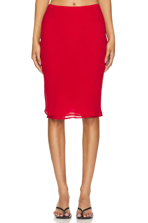Mischa Midi Skirt Bright Red Women Lovers and Friends Skirts