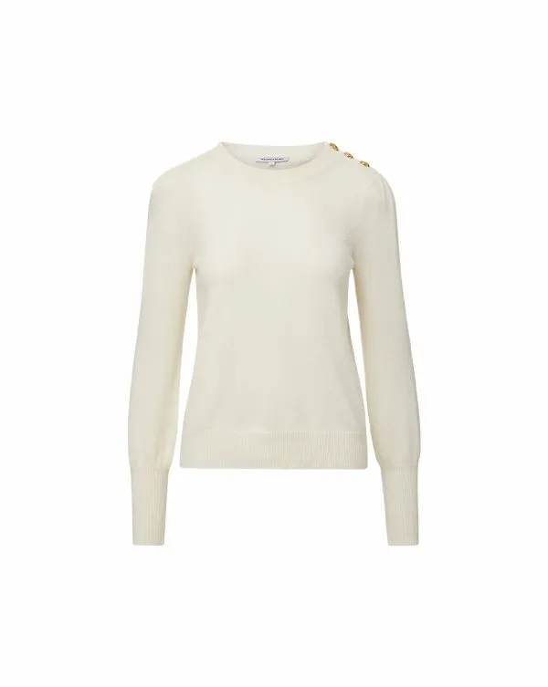 Nelia Cashmere Pullover Button Accent Ivory Women Veronica Beard Sweaters Nelia Cashmere Pullover Button Accent Ivory Women Veronica Beard Sweaters
