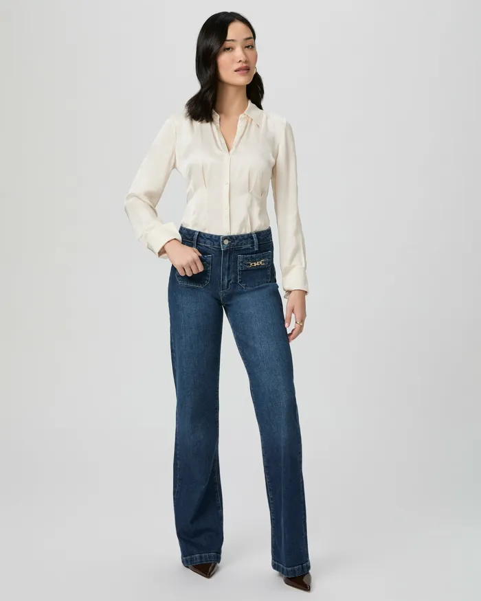 Nelly Shirt 8211 Latte Foam Satin Women Tops and Blouses PAIGE