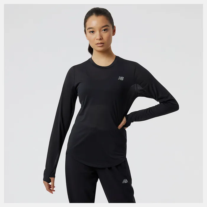 New Balance Shirts Women Accelerate Long Sleeve Top BLACK
