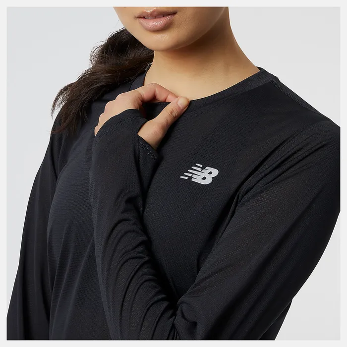 New Balance Shirts Women Accelerate Long Sleeve Top BLACK New Balance Shirts Women Accelerate Long Sleeve Top BLACK