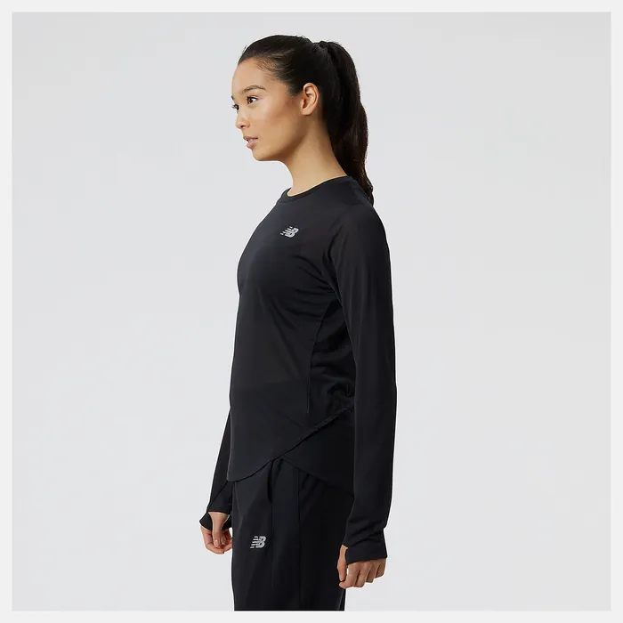 New Balance Shirts Women Accelerate Long Sleeve Top BLACK New Balance Shirts Women Accelerate Long Sleeve Top BLACK