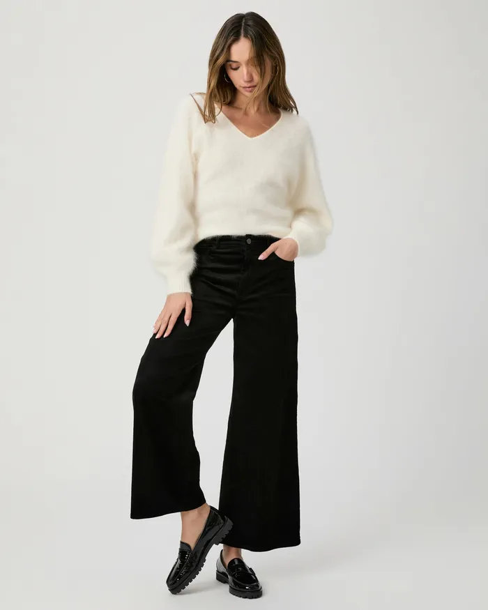 PAIGE Harper Ankle Wide Leg Pant 8211 Black Velvet Corduroy Women Pants