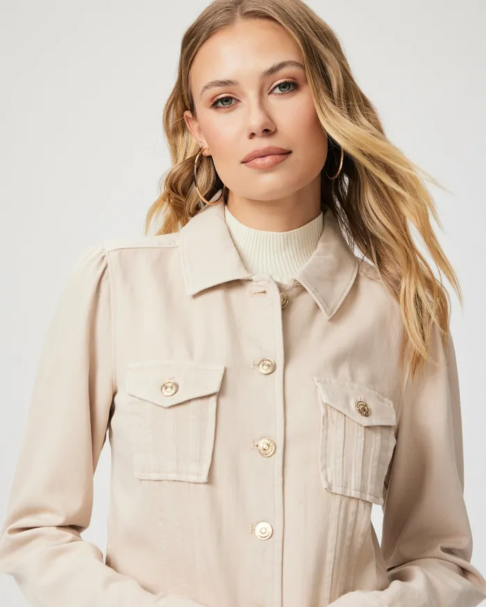 PAIGE Jackets and Coats Women Cropped Pacey Denim Jacket 8211 Soft Beige