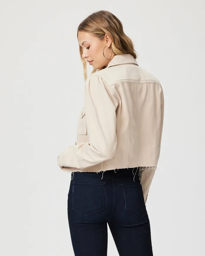PAIGE Jackets and Coats Women Cropped Pacey Denim Jacket 8211 Soft Beige