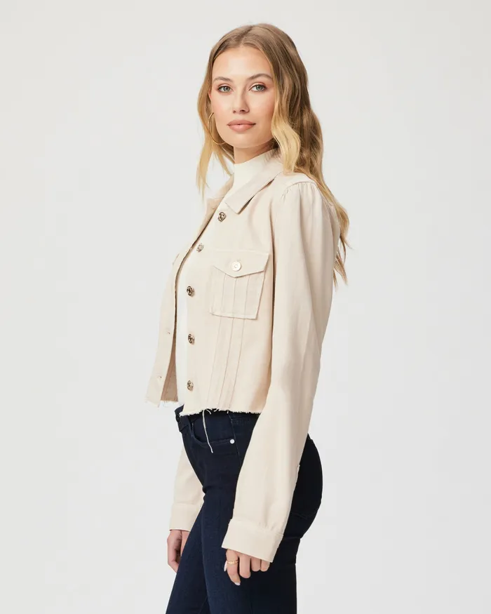 PAIGE Jackets and Coats Women Cropped Pacey Denim Jacket 8211 Soft Beige