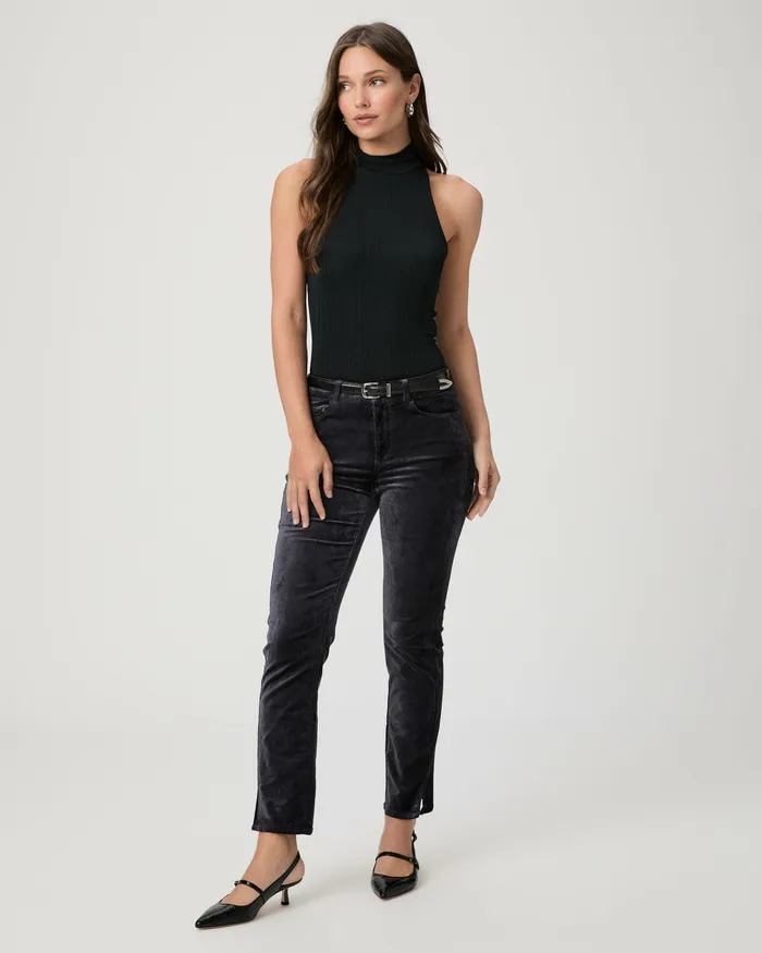 PAIGE Pants Women Cindy Straight Pant 8211 Calico Blue Velvet
